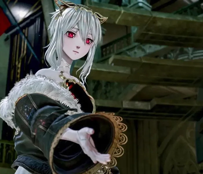 Lou Magmell extendiendo su mano para ayudar al protagonista a restaurar los Vestigios en Code Vein 2.
