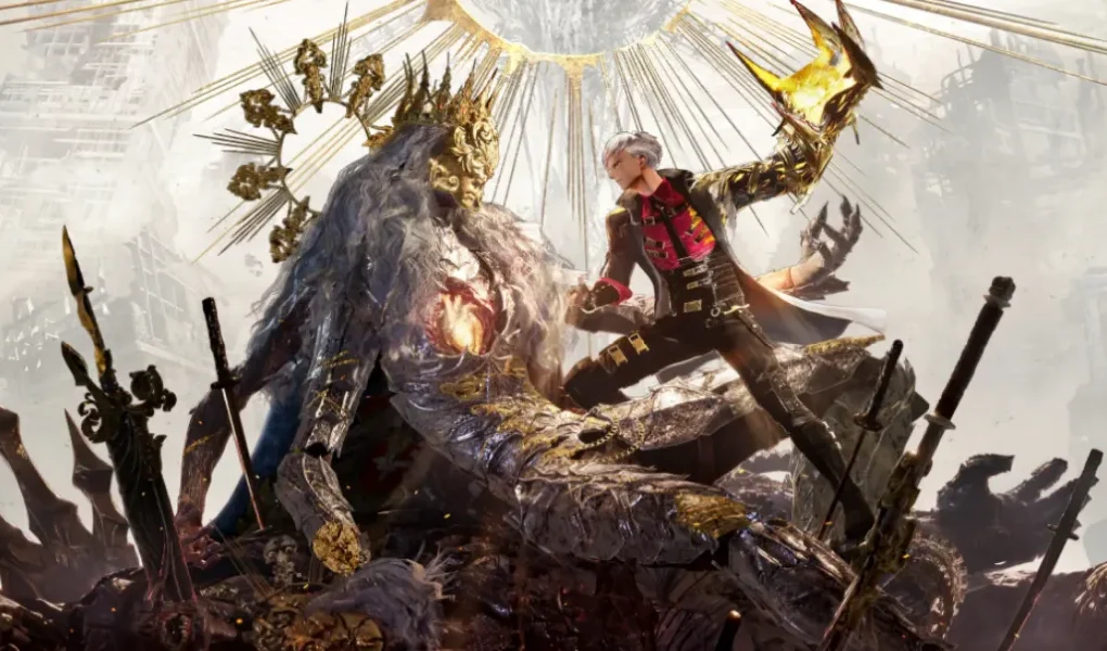 Protagonista de Code Vein 2 purificando a un Sucesor corrupto en la escena clave para desbloquear el Final Verdadero: Vínculos Milagrosos.