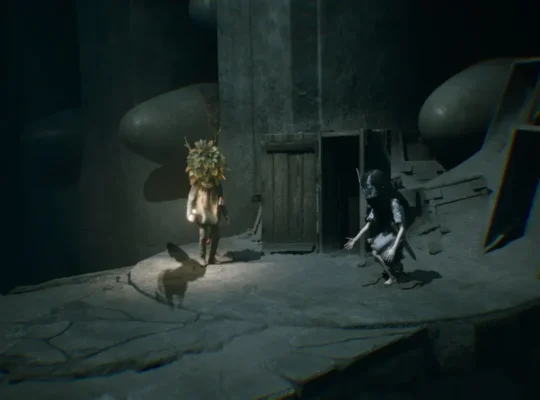 Protagonistas de Reanimal observando a una figura misteriosa tras una reja circular en las alcantarillas, zona clave para los secretos del juego.