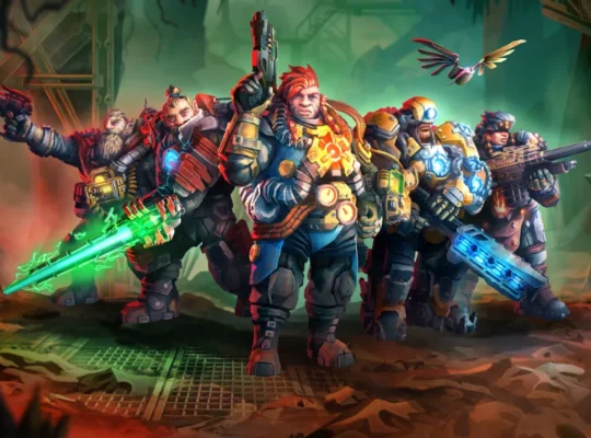 Los cinco Reclaimers de Deep Rock Galactic: Rogue Core listos para la misión en Hoxxes IV