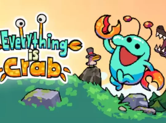 rte principal de Everything is Crab mostrando al personaje azul con pinzas de cangrejo, ilustrando la tier list de las mejores mutaciones del juego.